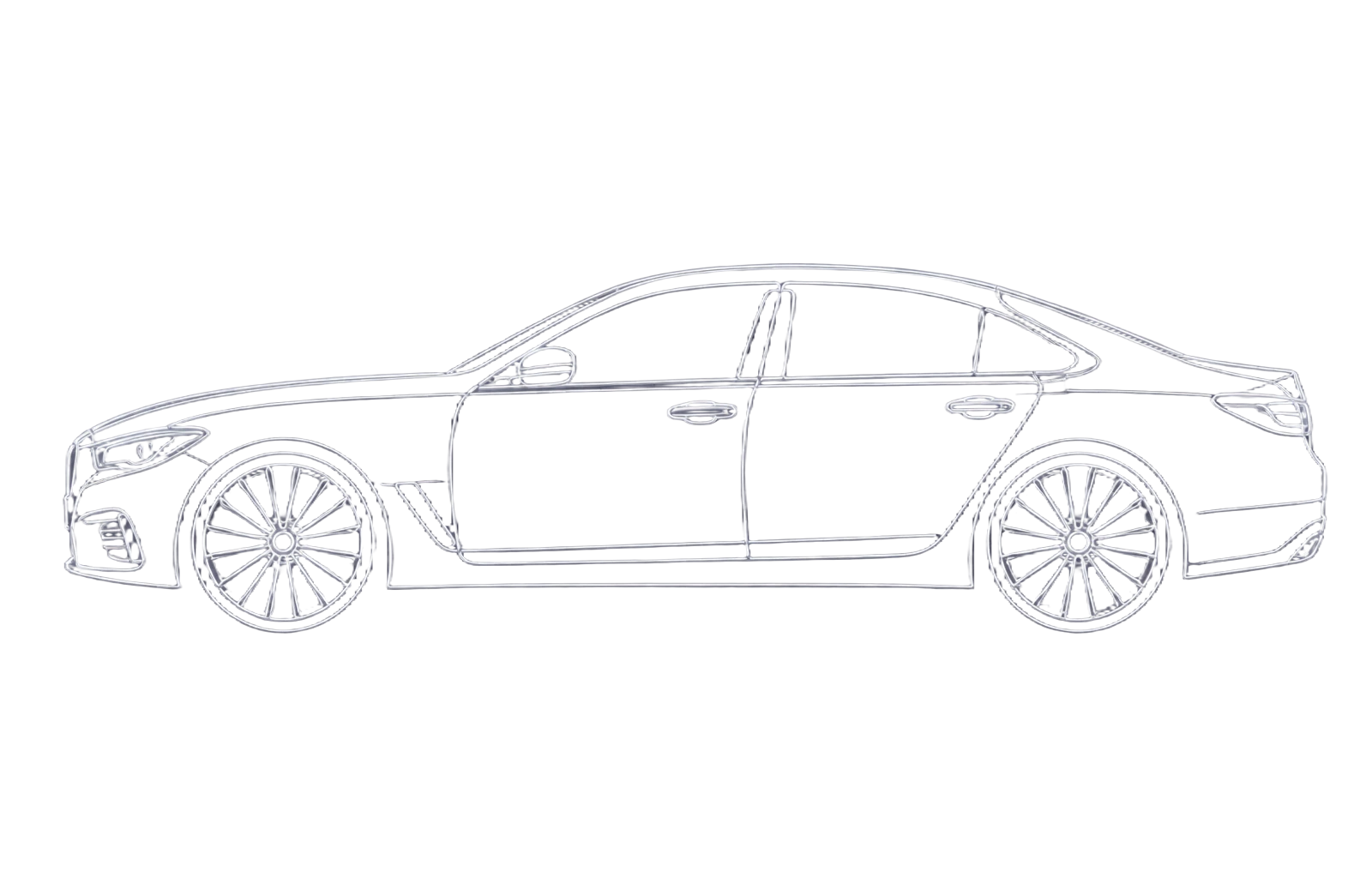 Illustration artistique en un trait d'une voiture de luxe : élégance, simplicité et modernité au service de la gestion de flotte